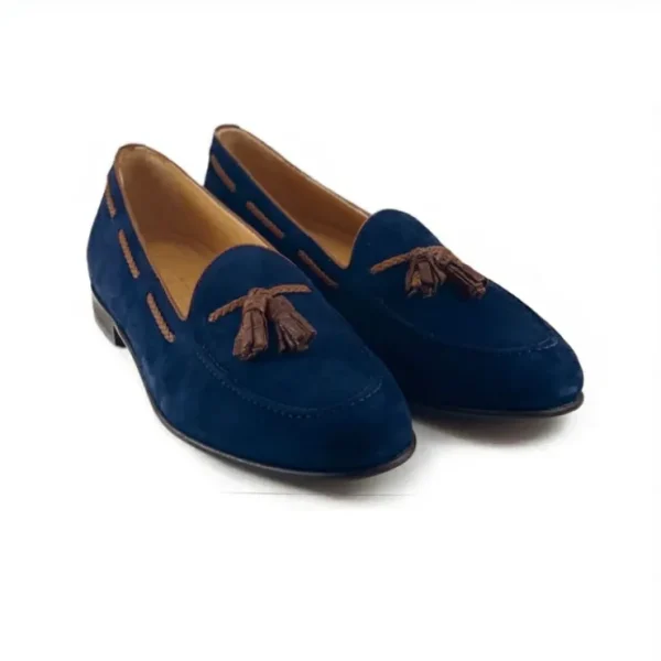 zelli_naples_suede_amp_cr_2.webp Sale Zelli Naples Suede & Crocodile Tassel Loafers (16-584-NVY) Navy