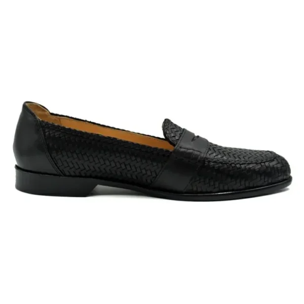 zelli_nicola_woven_calfsk_3.webp Shop Zelli Nicola Woven Calfskin Penny Loafers (15-585-BLK) Black