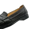 Shop Zelli Nicola Woven Calfskin Penny Loafers (15-585-BLK) Black