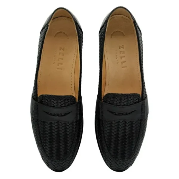 zelli_nicola_woven_calfsk_5.webp Shop Zelli Nicola Woven Calfskin Penny Loafers (15-585-BLK) Black