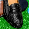 Shop Zelli Nicola Woven Calfskin Penny Loafers (15-585-BLK) Black