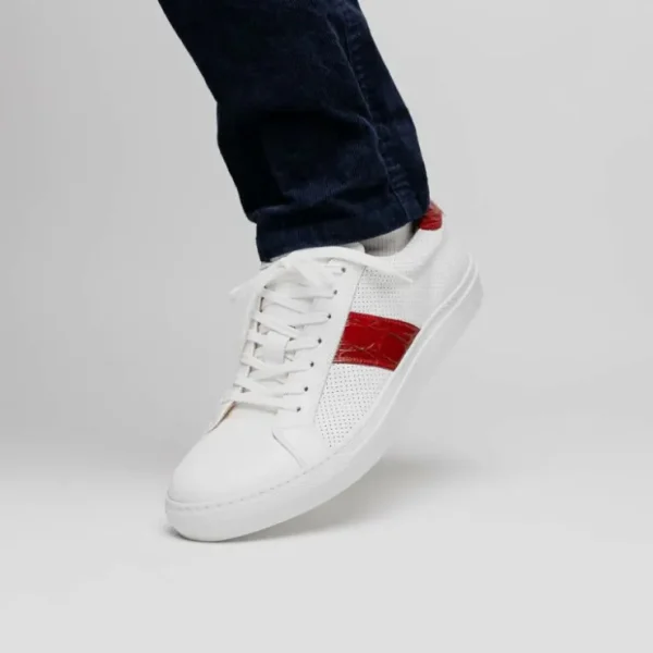 zelli_olympias_calf_amp_c_5-1.webp Fashion Zelli Olympias Calf & Crocodile Sneakers White / Red (61-101-RED) White/Red