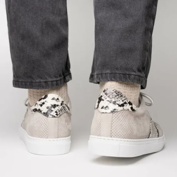 Outlet Zelli Olympias Python & Sueded Goatskin Sneakers (66-100-GRY) Grey