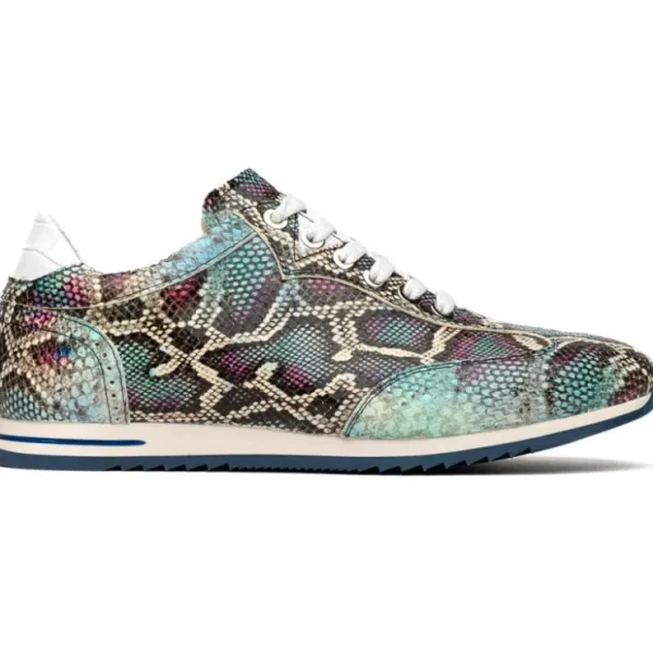 Outlet Zelli Peri Python Embossed Calfskin Sneakers Multi Blue (65-215-BLU) MultiBlue