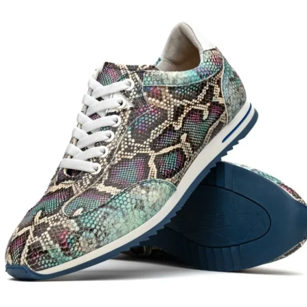 Outlet Zelli Peri Python Embossed Calfskin Sneakers Multi Blue (65-215-BLU) MultiBlue