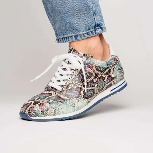 Outlet Zelli Peri Python Embossed Calfskin Sneakers Multi Blue (65-215-BLU) MultiBlue