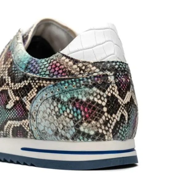 Outlet Zelli Peri Python Embossed Calfskin Sneakers Multi Blue (65-215-BLU) MultiBlue