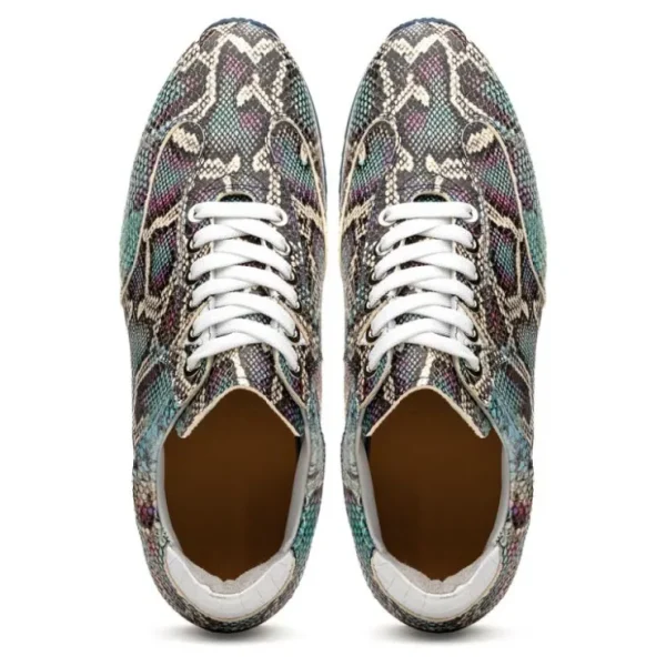 Outlet Zelli Peri Python Embossed Calfskin Sneakers Multi Blue (65-215-BLU) MultiBlue