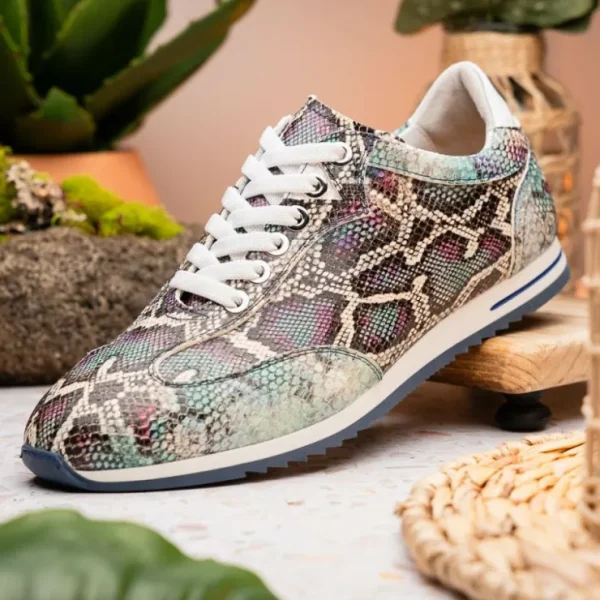 Outlet Zelli Peri Python Embossed Calfskin Sneakers Multi Blue (65-215-BLU) MultiBlue