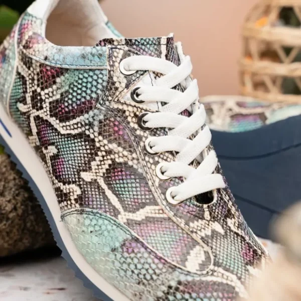 Outlet Zelli Peri Python Embossed Calfskin Sneakers Multi Blue (65-215-BLU) MultiBlue