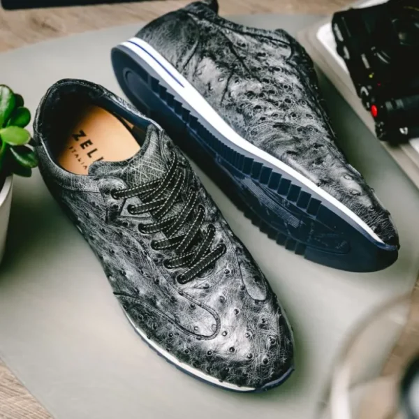 zelli_rio_ostrich_sneaker_6.webp Discount Zelli Rio Ostrich Sneakers Faded Black (63-112-BLK) FadedBlack