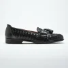 New Zelli Riviera Woven Calfskin Tassel Loafers (15-250-BLK) Black