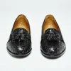 New Zelli Riviera Woven Calfskin Tassel Loafers (15-250-BLK) Black
