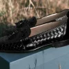 New Zelli Riviera Woven Calfskin Tassel Loafers (15-250-BLK) Black