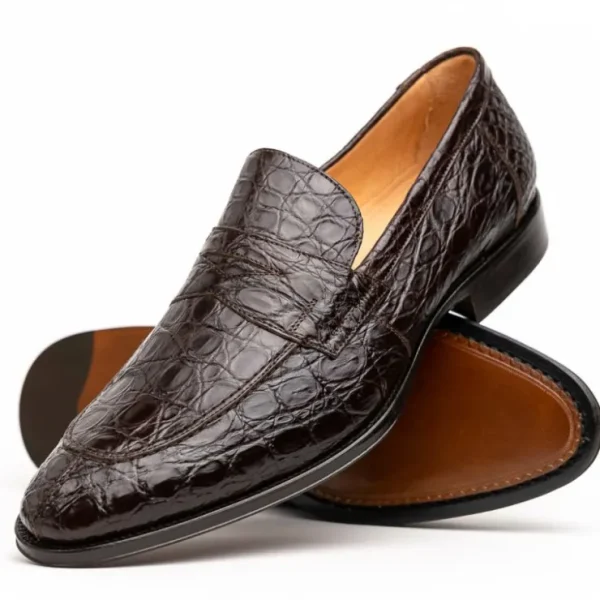 zelli_roma_caiman_crocodi_1-1.webp Cheap Zelli Roma Caiman Crocodile Penny Loafers (11-201-NIC) Nicotine