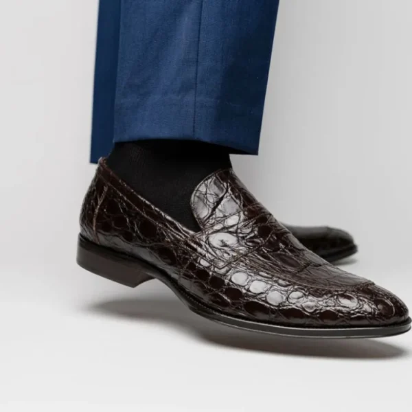 zelli_roma_caiman_crocodi_10-1.webp Cheap Zelli Roma Caiman Crocodile Penny Loafers (11-201-NIC) Nicotine