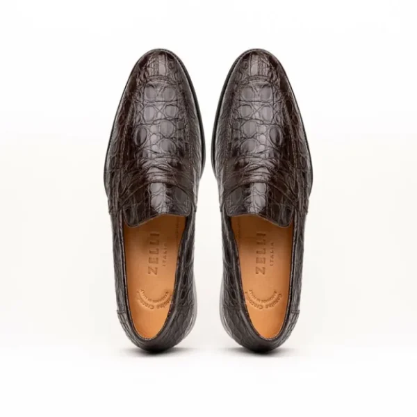 zelli_roma_caiman_crocodi_3-1.webp Cheap Zelli Roma Caiman Crocodile Penny Loafers (11-201-NIC) Nicotine