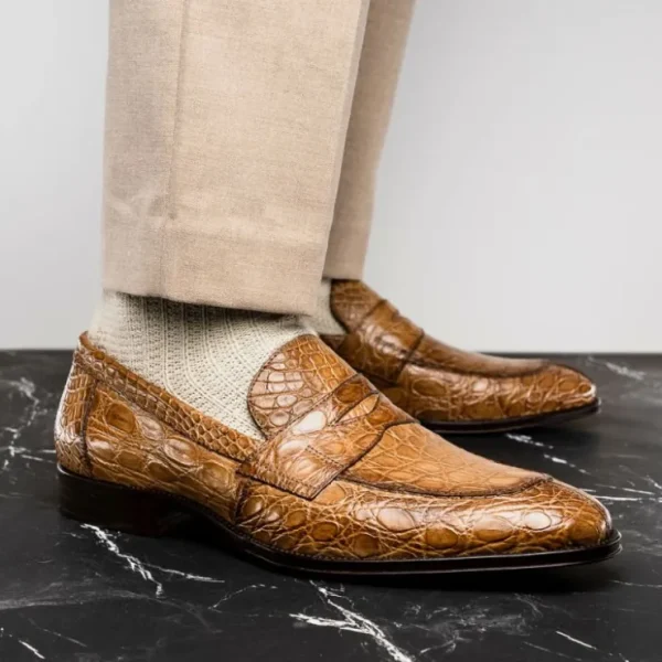 zelli_roma_caiman_crocodi_5-4.webp Online Zelli Roma Caiman Crocodile Penny Loafers (11-201-TPE) Taupe