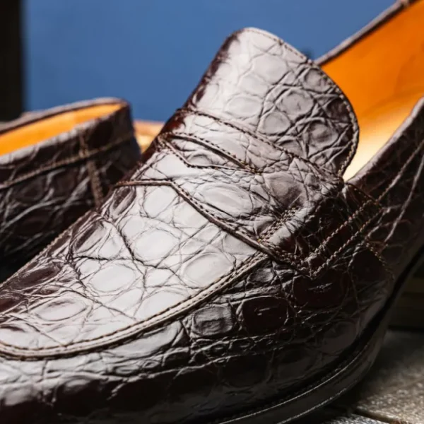 zelli_roma_caiman_crocodi_6-1.webp Cheap Zelli Roma Caiman Crocodile Penny Loafers (11-201-NIC) Nicotine