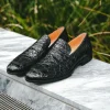 Cheap Zelli Roma Caiman Crocodile Penny Loafers (11-201-BLK) Black