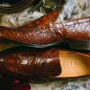 Sale Zelli Roma Caiman Crocodile Penny Loafers (11-201-CGN) Cognac