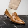 Online Zelli Roma Caiman Crocodile Penny Loafers (11-201-TPE) Taupe