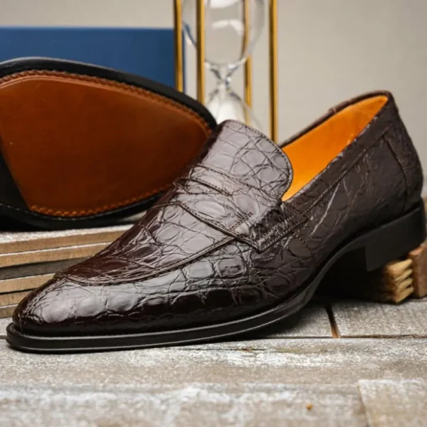 zelli_roma_caiman_crocodi_7-1.webp Cheap Zelli Roma Caiman Crocodile Penny Loafers (11-201-NIC) Nicotine