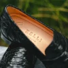 Cheap Zelli Roma Caiman Crocodile Penny Loafers (11-201-BLK) Black