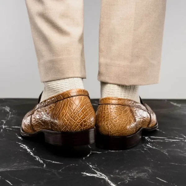 zelli_roma_caiman_crocodi_7-4.webp Online Zelli Roma Caiman Crocodile Penny Loafers (11-201-TPE) Taupe