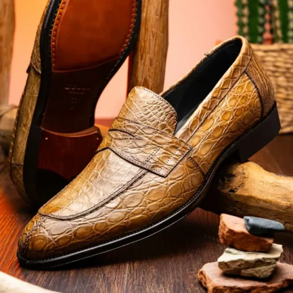 zelli_roma_caiman_crocodi_8-4.webp Online Zelli Roma Caiman Crocodile Penny Loafers (11-201-TPE) Taupe
