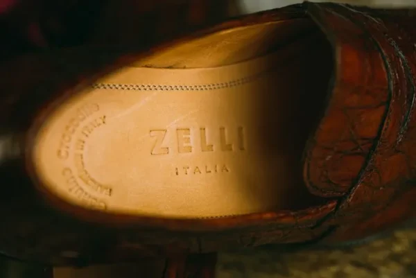 Sale Zelli Roma Caiman Crocodile Penny Loafers (11-201-CGN) Cognac