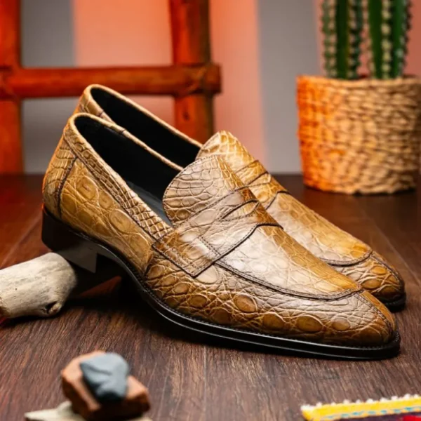 zelli_roma_caiman_crocodi_9-4.webp Online Zelli Roma Caiman Crocodile Penny Loafers (11-201-TPE) Taupe