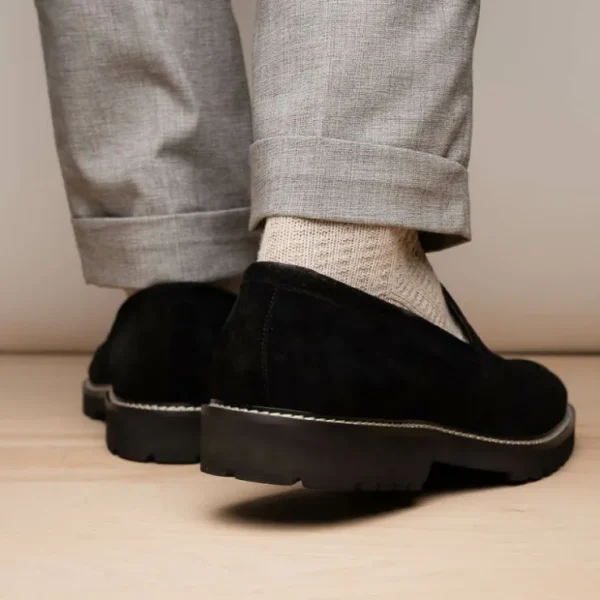 zelli_roma_italian_suede__11.webp Fashion Zelli Roma Italian Suede Penny Loafers (16-657-BLK) Black