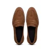 Shop Zelli Roma Italian Suede Penny Loafers (16-657-TOB) Tobacco
