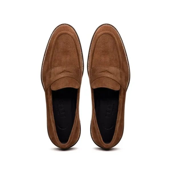Shop Zelli Roma Italian Suede Penny Loafers (16-657-TOB) Tobacco