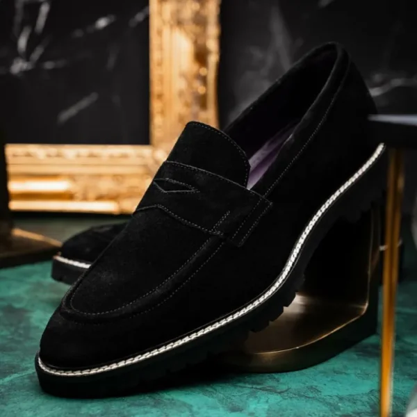 zelli_roma_italian_suede__5-1.webp Fashion Zelli Roma Italian Suede Penny Loafers (16-657-BLK) Black