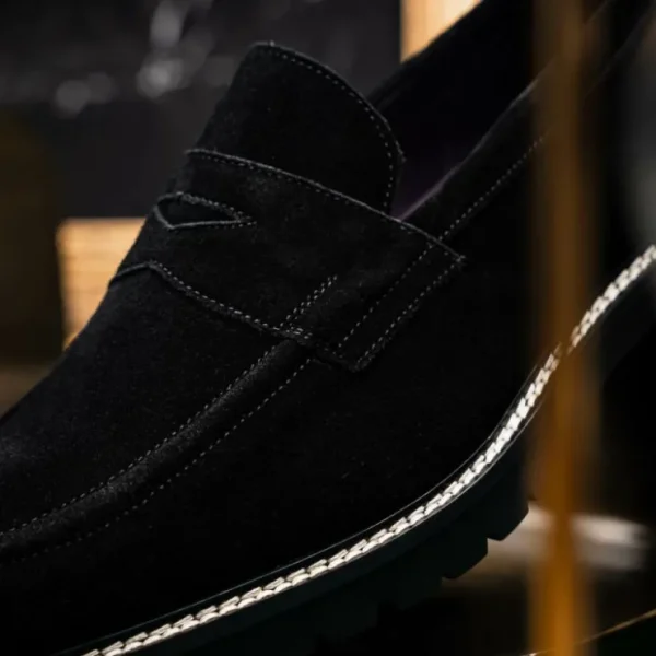 zelli_roma_italian_suede__6-1.webp Fashion Zelli Roma Italian Suede Penny Loafers (16-657-BLK) Black