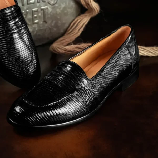 zelli_rossi_genuine_lizar_6.webp Fashion Zelli Rossi Genuine Lizard Slip-On (13-202-BLK) Black