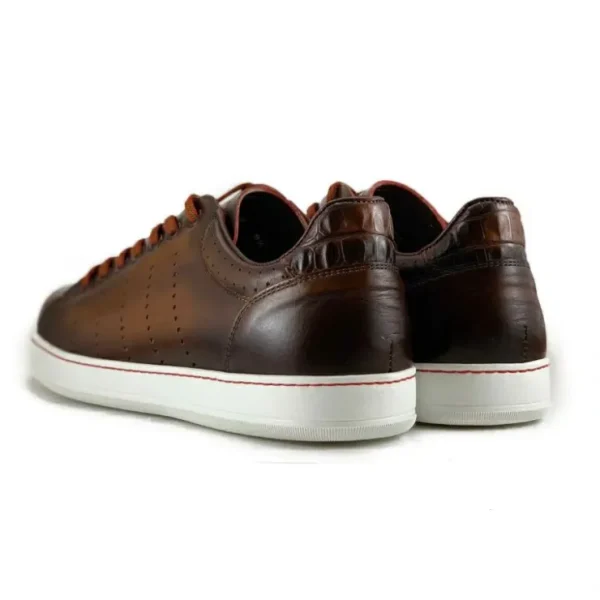 Cheap Zelli Russo Calfskin & Crocodile Sneakers (65-201-BRN) Brown