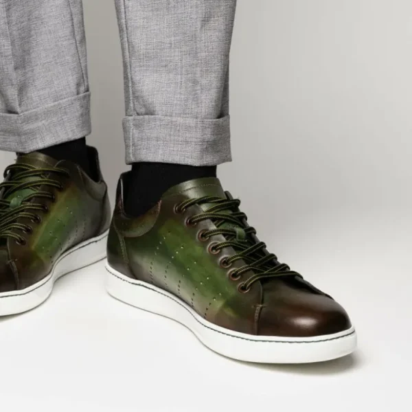 zelli_russo_calfskin_amp__2-2.webp Flash Sale Zelli Russo Calfskin & Crocodile Sneakers (65-201-OLV) Olive