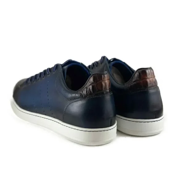 zelli_russo_calfskin_amp__3-1.webp Hot Zelli Russo Calfskin & Crocodile Sneakers (65-201-NVY) Navy