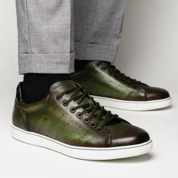 zelli_russo_calfskin_amp__3-2.webp Flash Sale Zelli Russo Calfskin & Crocodile Sneakers (65-201-OLV) Olive