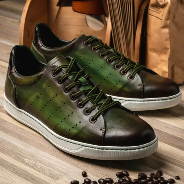 zelli_russo_calfskin_amp__4-1.webp Flash Sale Zelli Russo Calfskin & Crocodile Sneakers (65-201-OLV) Olive
