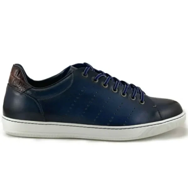 zelli_russo_calfskin_amp__4.webp Hot Zelli Russo Calfskin & Crocodile Sneakers (65-201-NVY) Navy