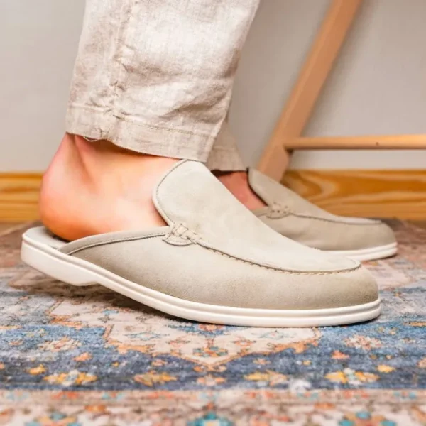 New Zelli Soro Sueded Italian Goatskin Mule (06-112-GRY) Grey