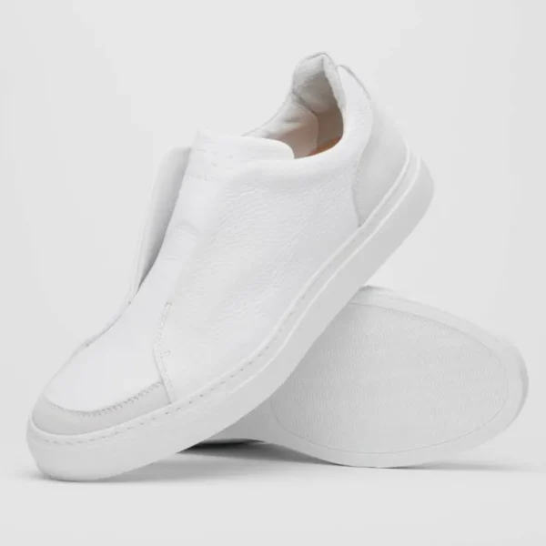 zelli_spettacolare_pebble_1-1.webp Shop Zelli Spettacolare Pebble Grain Slip On Sneakers (65-225-WHT) White