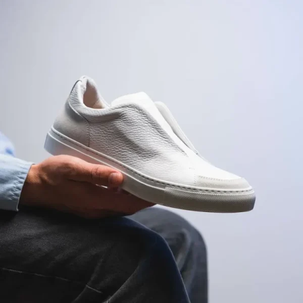 zelli_spettacolare_pebble_10-1.webp Shop Zelli Spettacolare Pebble Grain Slip On Sneakers (65-225-WHT) White