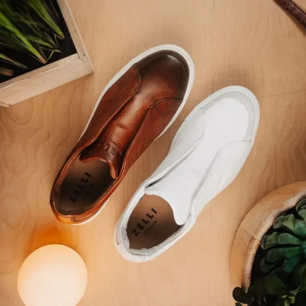 zelli_spettacolare_pebble_10.webp Outlet Zelli Spettacolare Pebble Grain Slip On Sneakers (65-225-CGN) Cognac