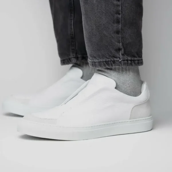 zelli_spettacolare_pebble_11-1.webp Shop Zelli Spettacolare Pebble Grain Slip On Sneakers (65-225-WHT) White