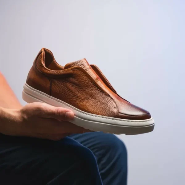 zelli_spettacolare_pebble_11.webp Outlet Zelli Spettacolare Pebble Grain Slip On Sneakers (65-225-CGN) Cognac